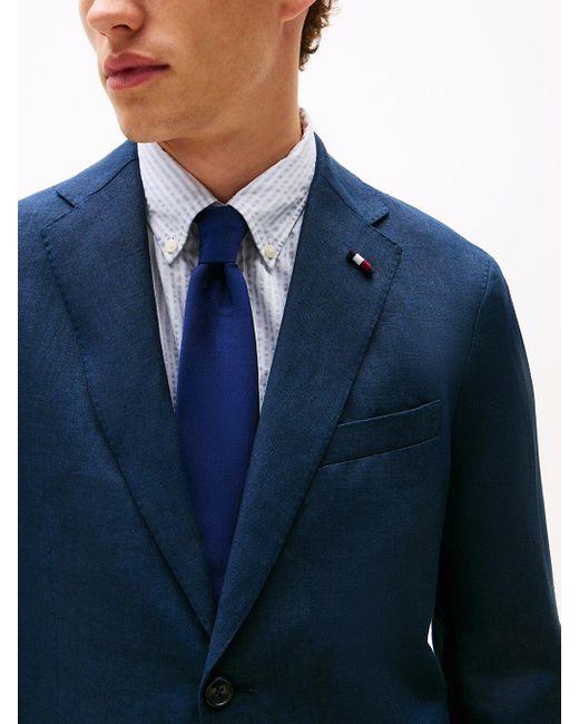 Tommy Hilfiger Blue Pure Linen Extra Slim Blazer for men