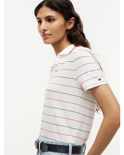 Tommy Hilfiger White Regular Fit Pique Henley Polo Shirt