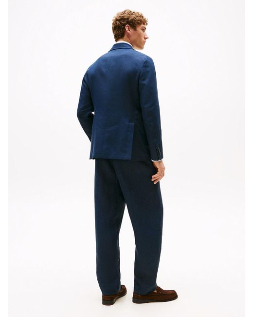 Tommy Hilfiger Blue Pure Linen Extra Slim Blazer for men