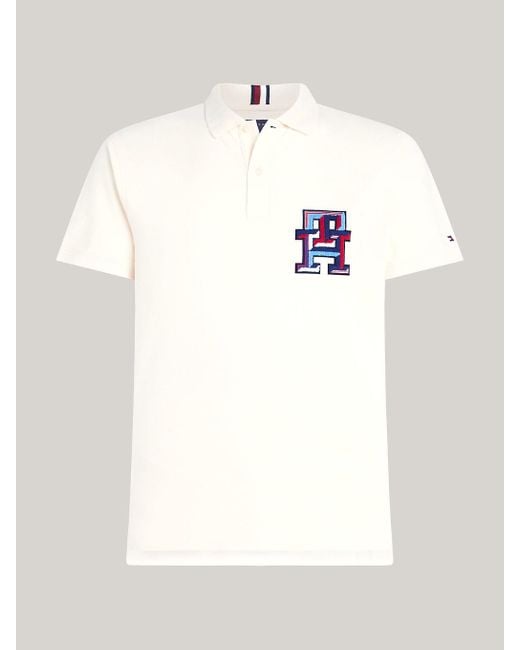 Tommy Hilfiger White Th Monogram Appliqué Regular Fit Polo for men