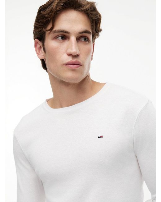 Tommy Hilfiger White Toy Jean Origina Ribbed Organic Cotton Ong Eeve T-hirt for men