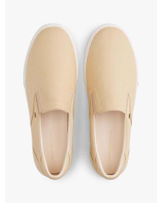 Tommy Hilfiger Natural Low Profile Canvas Slip-On Trainers