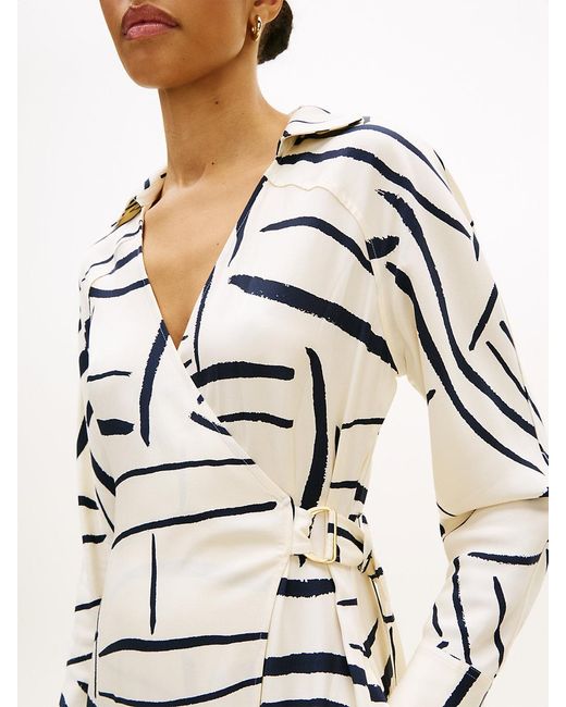 Tommy Hilfiger White Relaxed Wrap Midi Dress