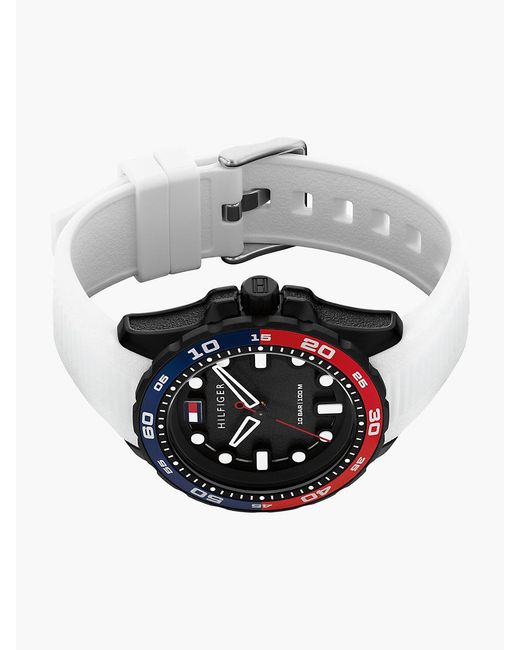 Tommy Hilfiger Black Signature Bezel Silicone Strap Watch for men
