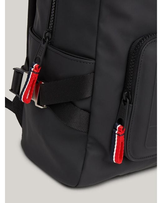 Tommy Hilfiger Black Smooth Embossed Logo Backpack for men