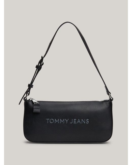 Tommy Hilfiger Black Essential Embossed Logo Shoulder Bag