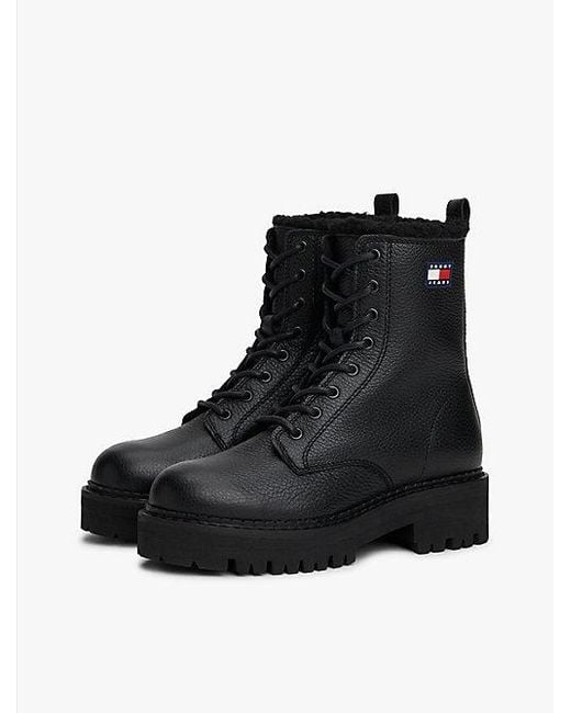 Botas De Media Caña De Piel Forradas Tommy Hilfiger de color Black
