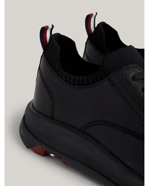 Tommy Hilfiger Black Leather Hybrid Shoes for men
