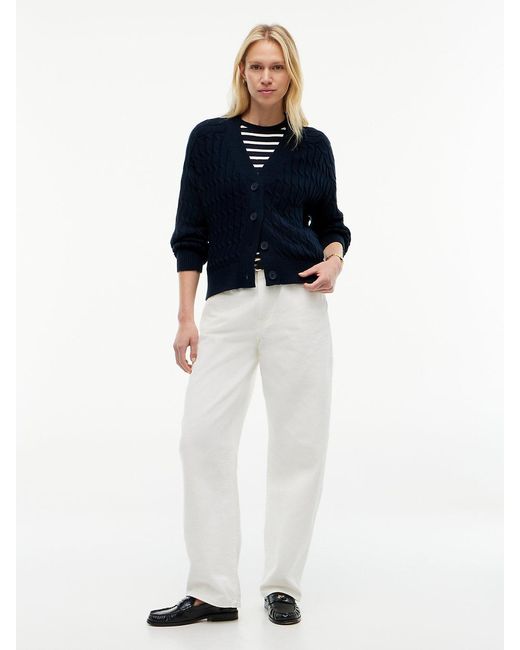 Tommy Hilfiger Blue Cable Knit Oversized V-Neck Cardigan