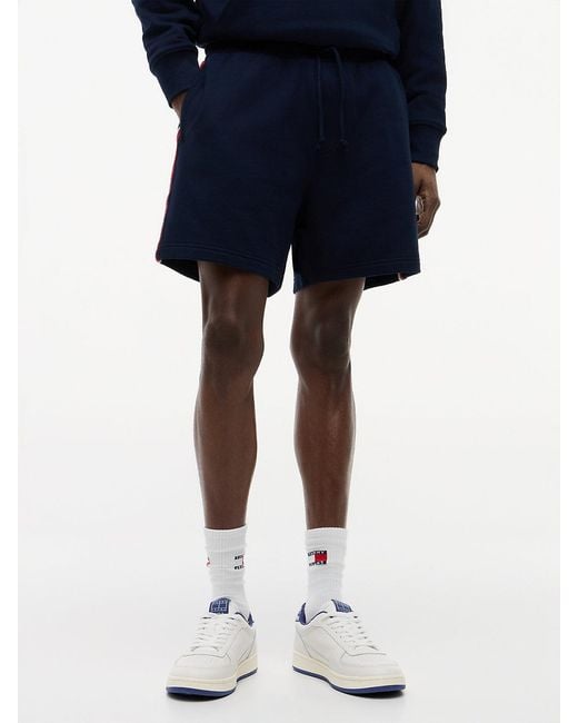 Tommy Hilfiger Blue Global Stripe Logo Tape Sweat Shorts for men