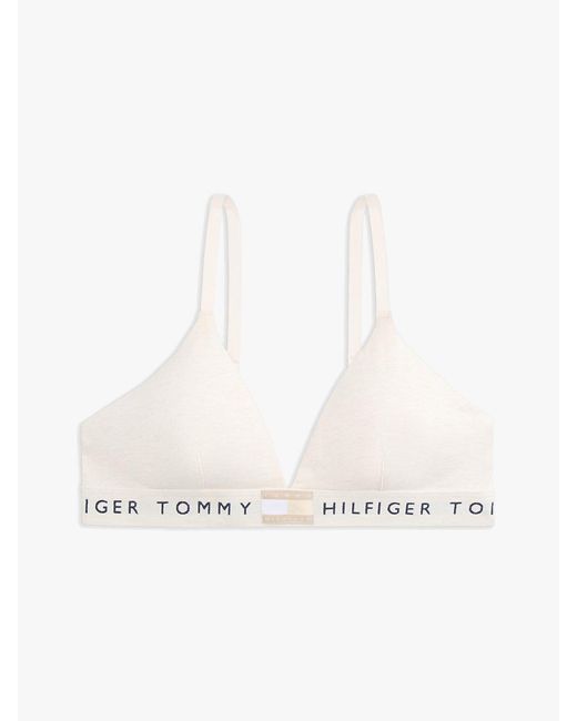 Tommy Hilfiger White Heritage Logo Removable Padding Triangle Bra