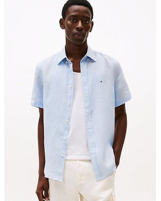 Tommy Hilfiger Gewaschenes Hemd Aus Reinem Leinen in Blue für Herren