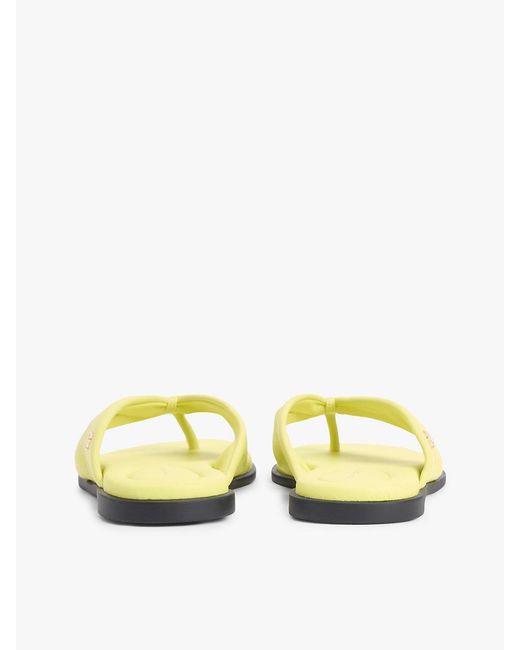 Tommy Hilfiger Yellow Leather Toe Post Flat Sandals