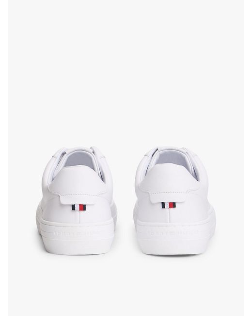 Tommy Hilfiger White Premium Leather Cupsole Trainers for men
