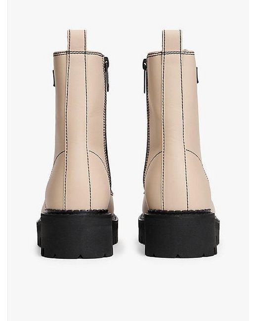 Tommy Hilfiger Halfhoge Leren Veterlaars Met Profielzool in het Natural