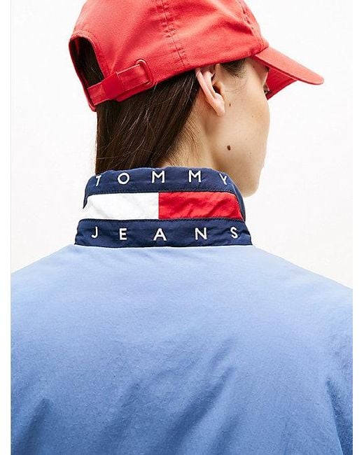 Tommy Hilfiger Relaxed Fit Gewatteerd Jack Met Logokraag in het Blue