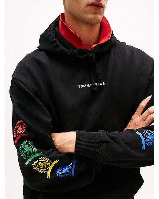 Tommy Hilfiger Crest Relaxed Fit Hoodie Mit Grafik Hinten in Black für Herren