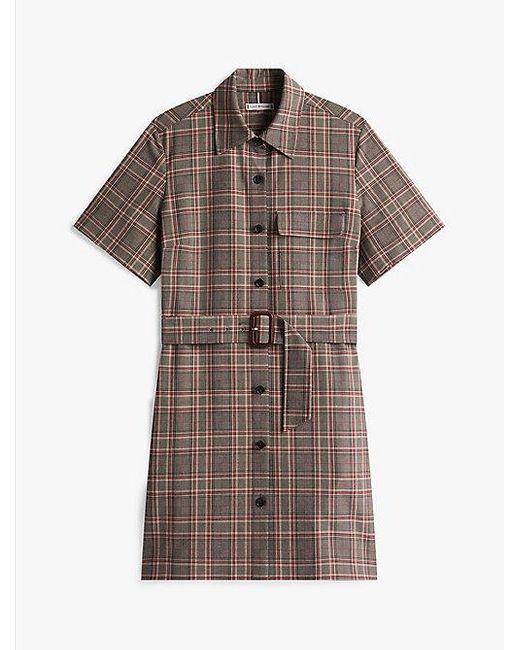 Tommy Hilfiger Relaxed Mini-Overhemdjurk Met Korte Mouwen in het Natural