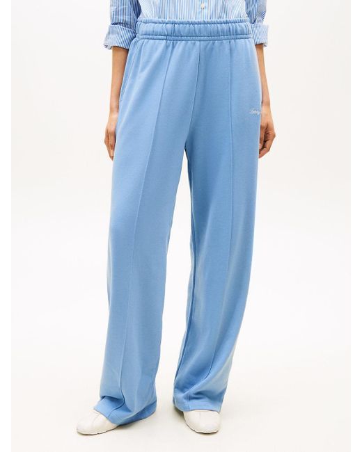 Tommy Hilfiger Blue Logo Embroidery Wide Leg Joggers