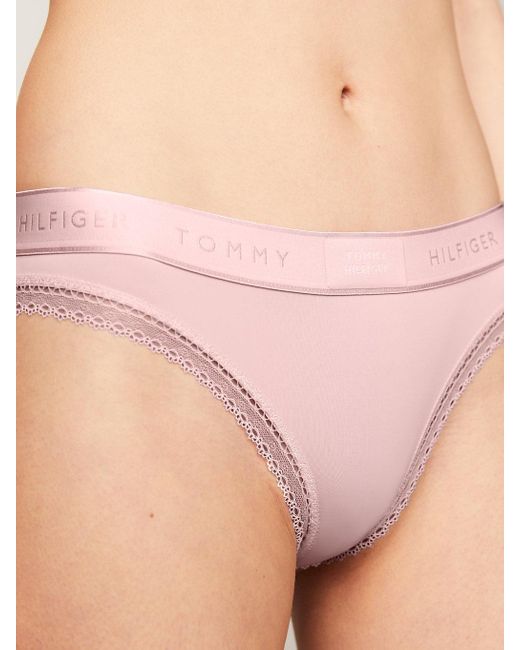 Tommy Hilfiger Pink Tonal Logo Lace Waistband Briefs