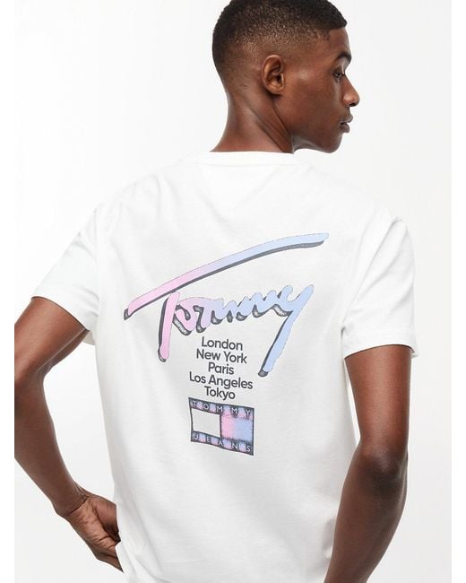 Tommy Hilfiger White Signature Logo Crew Neck T-Shirt for men