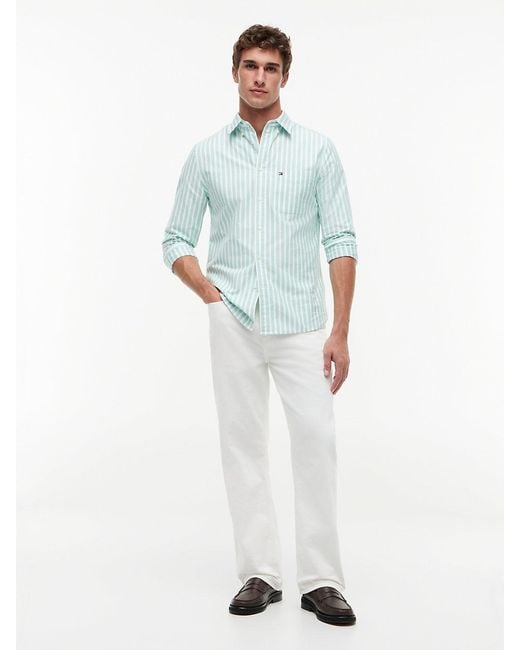 Tommy Hilfiger Blue Regular Fit Stripe Oxford Shirt for men