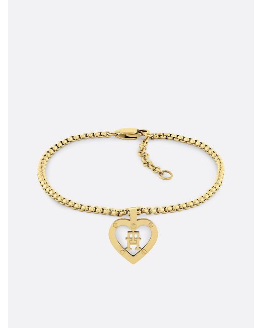 Tommy Hilfiger White Gold-plated Th Monogram Heart Bracelet