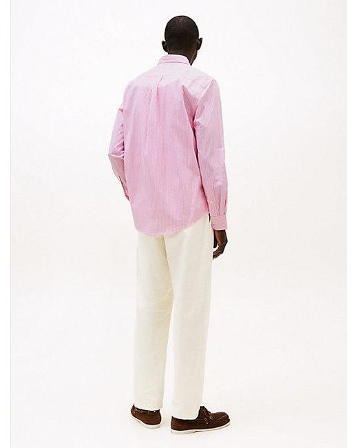 Tommy Hilfiger Flex Regular Fit Overhemd Met Strepen in het Pink voor heren