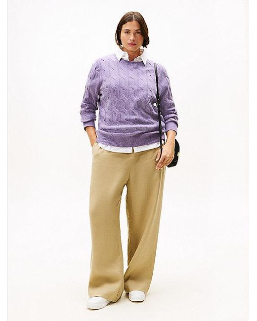 Jersey Curve De Punto Trenzado En Lana Suave Tommy Hilfiger de color Purple