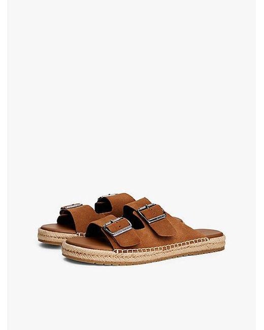 Tommy Hilfiger Suède Sandaal Met Flexibele Zool En Gesp in het Brown voor heren