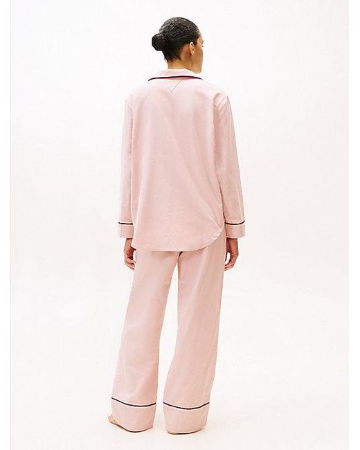 Tommy Hilfiger Pink Essential Pyjama-Hemd Aus Fischgrät-Flanell
