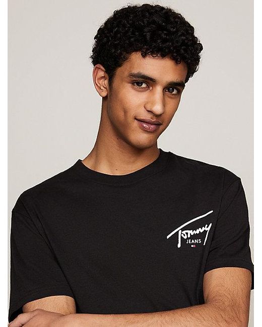 Tommy Hilfiger T-shirt Met Ronde Hals En Signature-logo in het Black voor heren