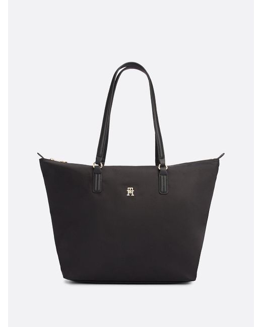 Borsa Tote Con Nastro Iconico di Tommy Hilfiger in Black