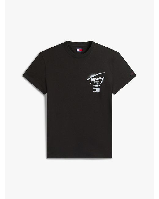 Tommy Hilfiger Black Signature Back Logo Jersey T-Shirt for men