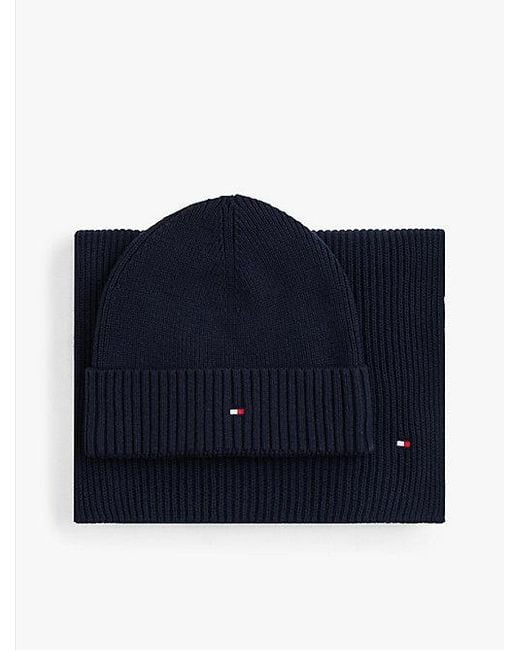 Set De Regalo De Gorro Y Bufanda Tommy Hilfiger de hombre de color Blue