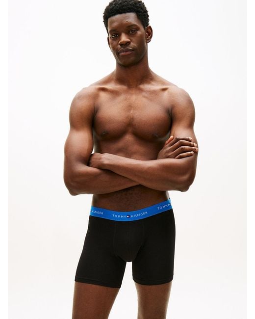 Tommy Hilfiger Black 3-Pack Signature Contrast Waistband Boxer Briefs for men