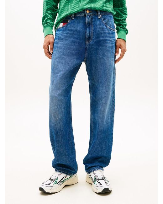 Tommy Hilfiger Green Otis Colour-Blocked Pocket Regular Straight Leg Jeans for men