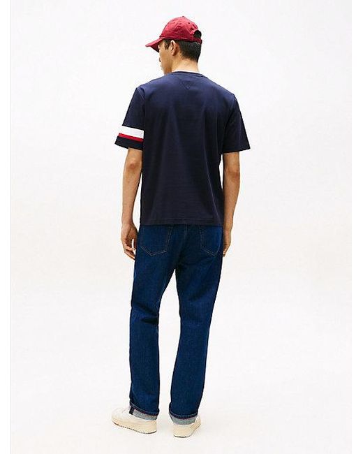 Tommy Hilfiger Colour-Blocked T-Shirt Van Gebreide Interlock in het Blue voor heren