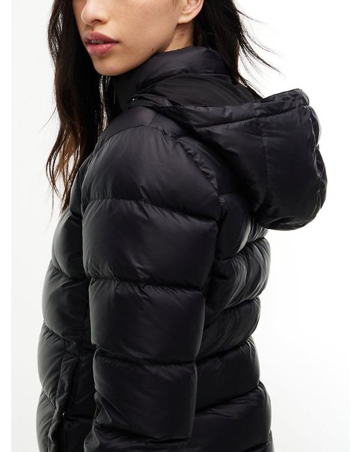 Tommy Hilfiger Black Faux Fur Hood Slim Down Jacket