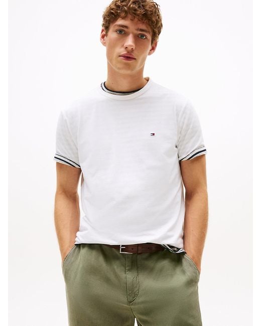 Tommy Hilfiger White Performance Knit Crew Neck T-shirt for men