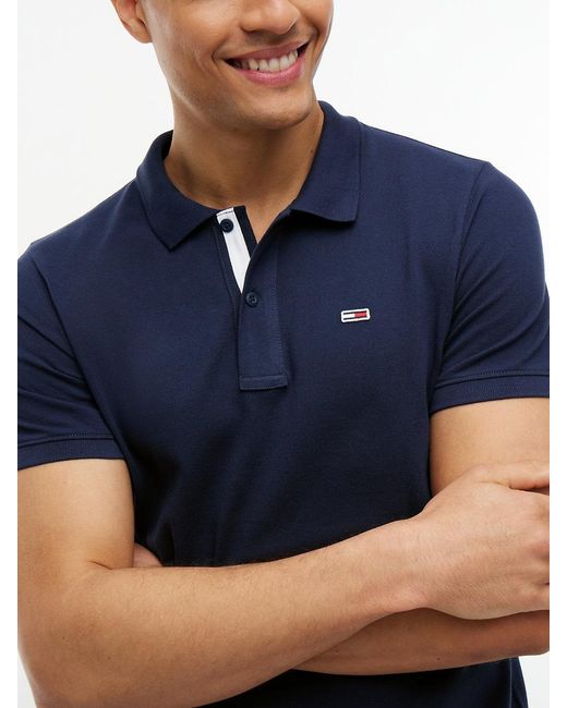 Tommy Hilfiger Blue Pure Cotton Slim Fit Polo Shirt for men