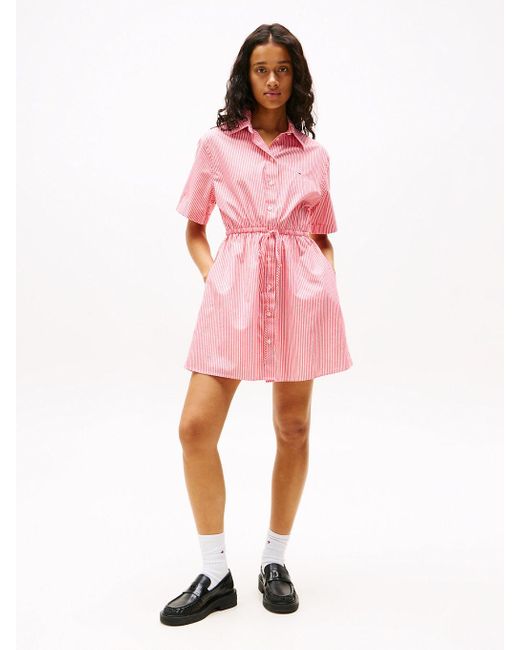 Tommy Hilfiger Pink Casual Shirt Dress With Mini