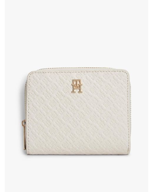 Tommy Hilfiger Natural Hilfiger Icon Debossed Zip-Around Flap Wallet