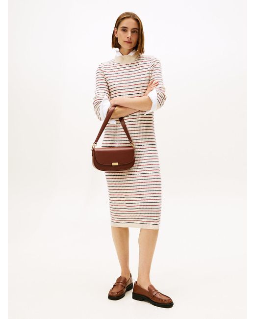 Vestito Pullover Midi Con Cashmere di Tommy Hilfiger in Natural