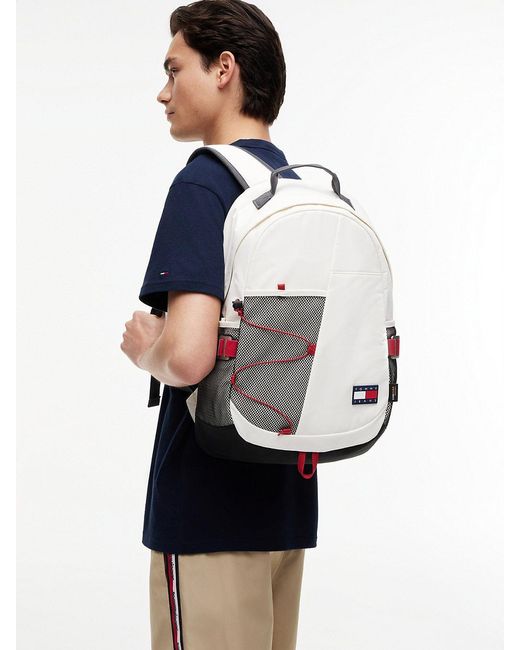 Tommy Hilfiger White Outdoor Textile Mesh Pocket Backpack for men