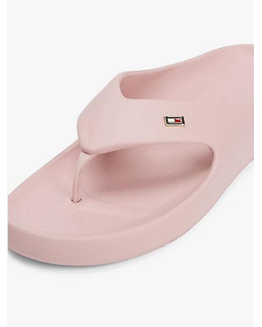 Tommy Hilfiger Pink Zehentrenner Mit Flag Aus Emaille