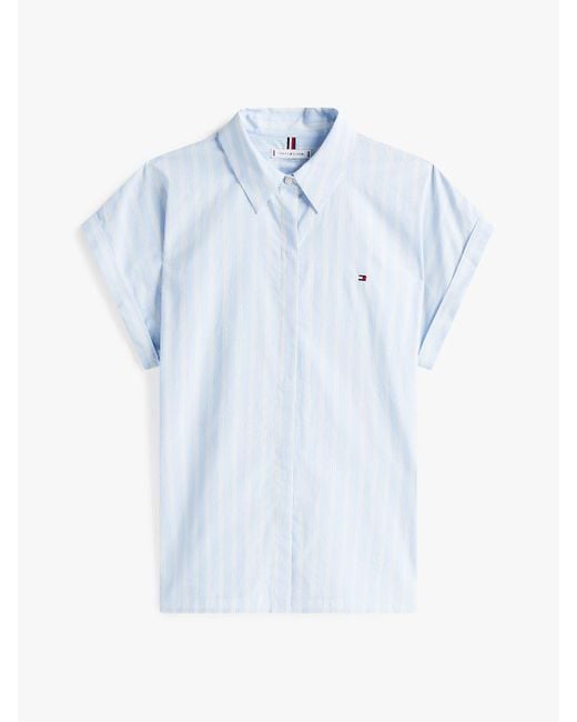 Tommy Hilfiger White Relaxed Fit Short Sleeve Poplin Shirt