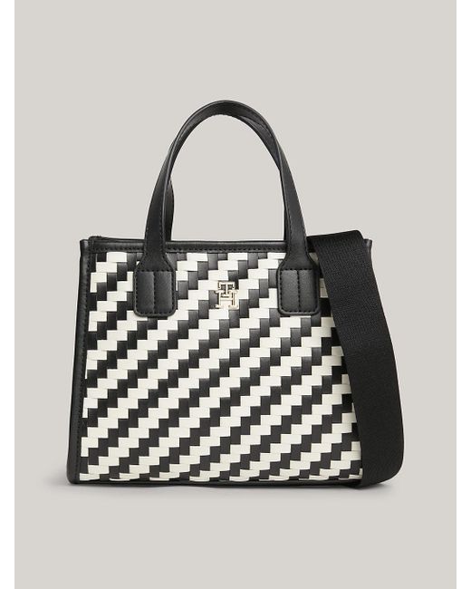 Tommy Hilfiger Black Th City Jagged Stripe Small Tote