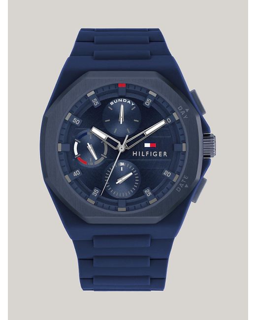 Tommy Hilfiger Blue Multi-dimensional Dial Navy Silicone Strap Watch for men