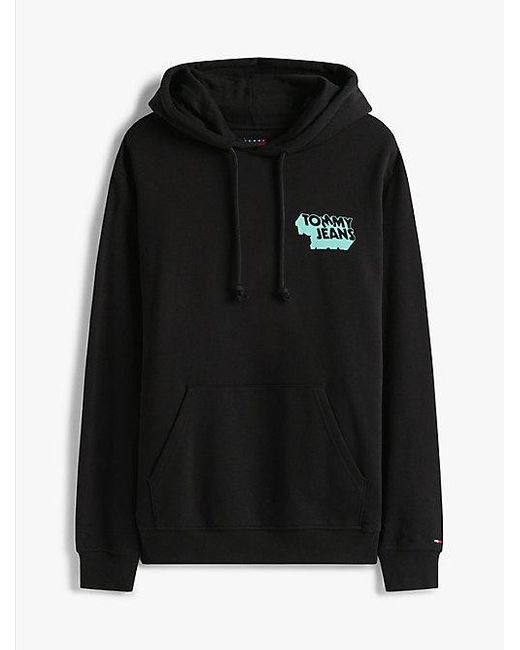 Sudadera Con Capucha Y Logo Gráfico Apilado Tommy Hilfiger de hombre de color Black